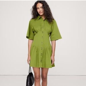 Banana Republic Stretch Cotton Poplin Pintuck Shirt Dress